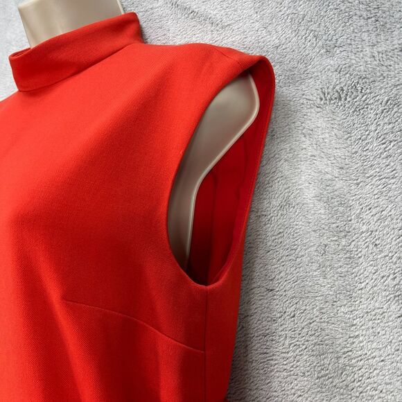 The J. Peterman Nora Shift Dress Womens XS Burnt Orange Stretch Twill Back Zip - Picture 8 of 15